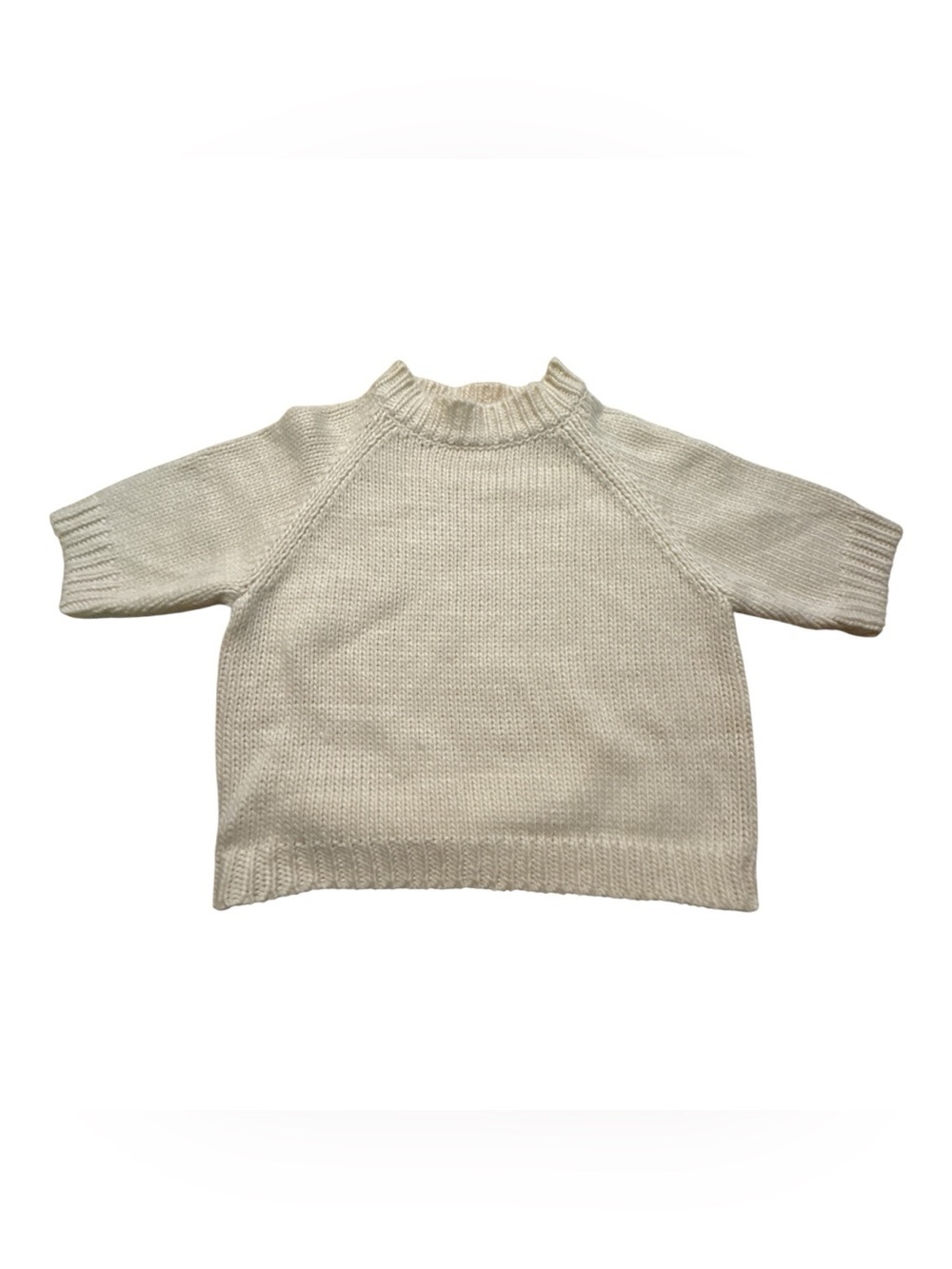 Raisonnel Cream Knit Raglan Sweater Cropped short sleeve Size Medium